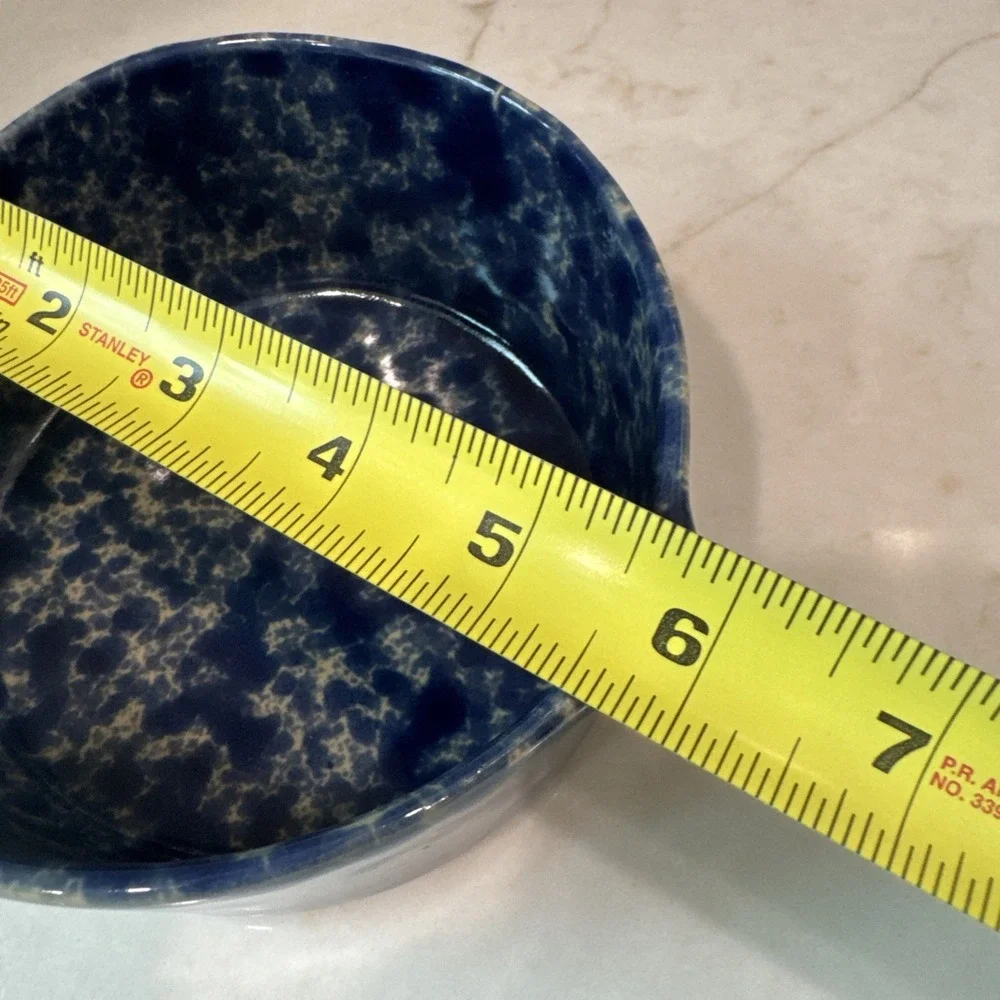 Bennington Pottery Vermont David Gil #1641 Blue Agate Lug Handled Soup Bowl‎